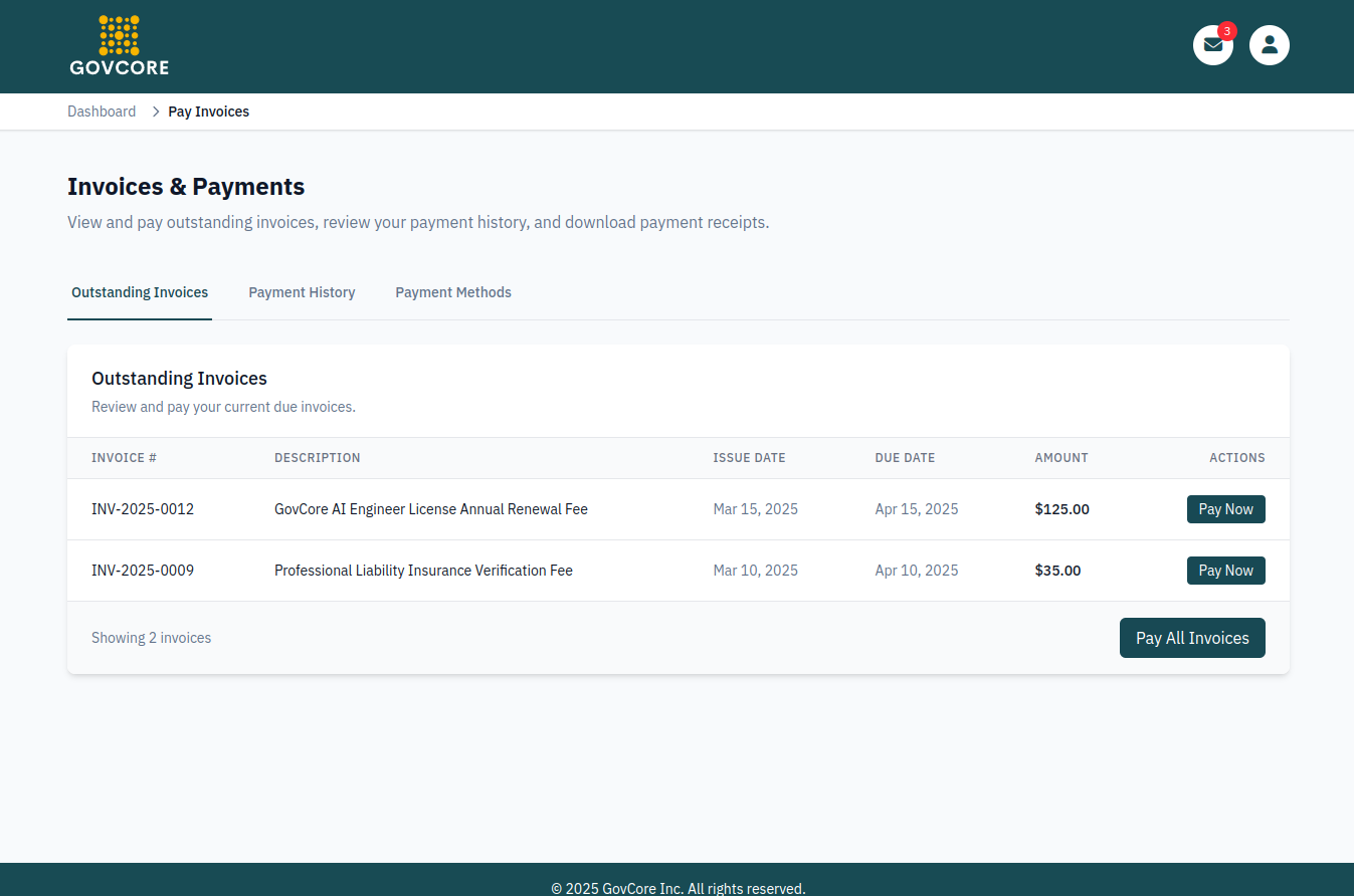 GovCore application interface screenshot 11