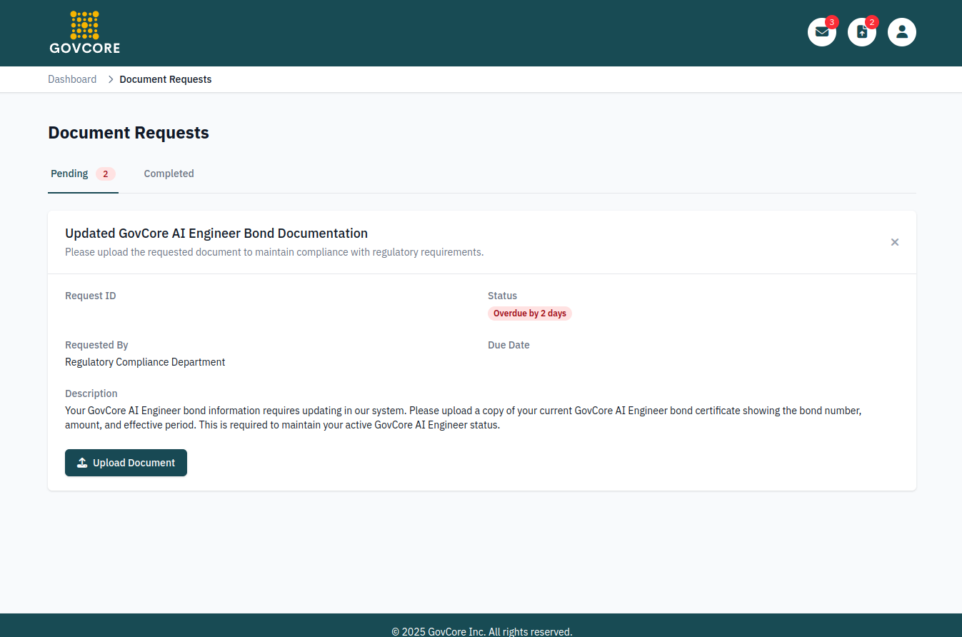 GovCore application interface screenshot 3