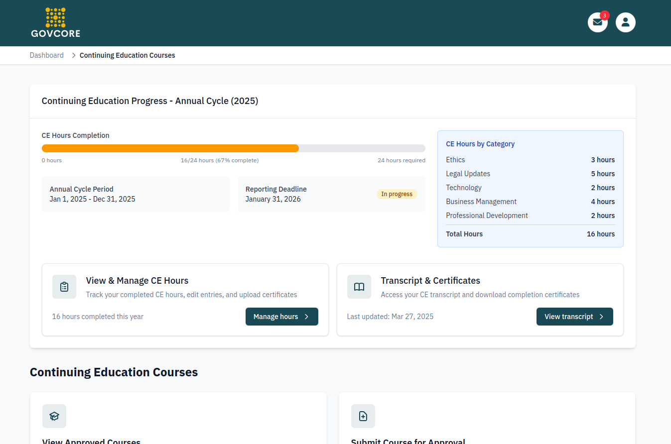 GovCore application interface screenshot 4
