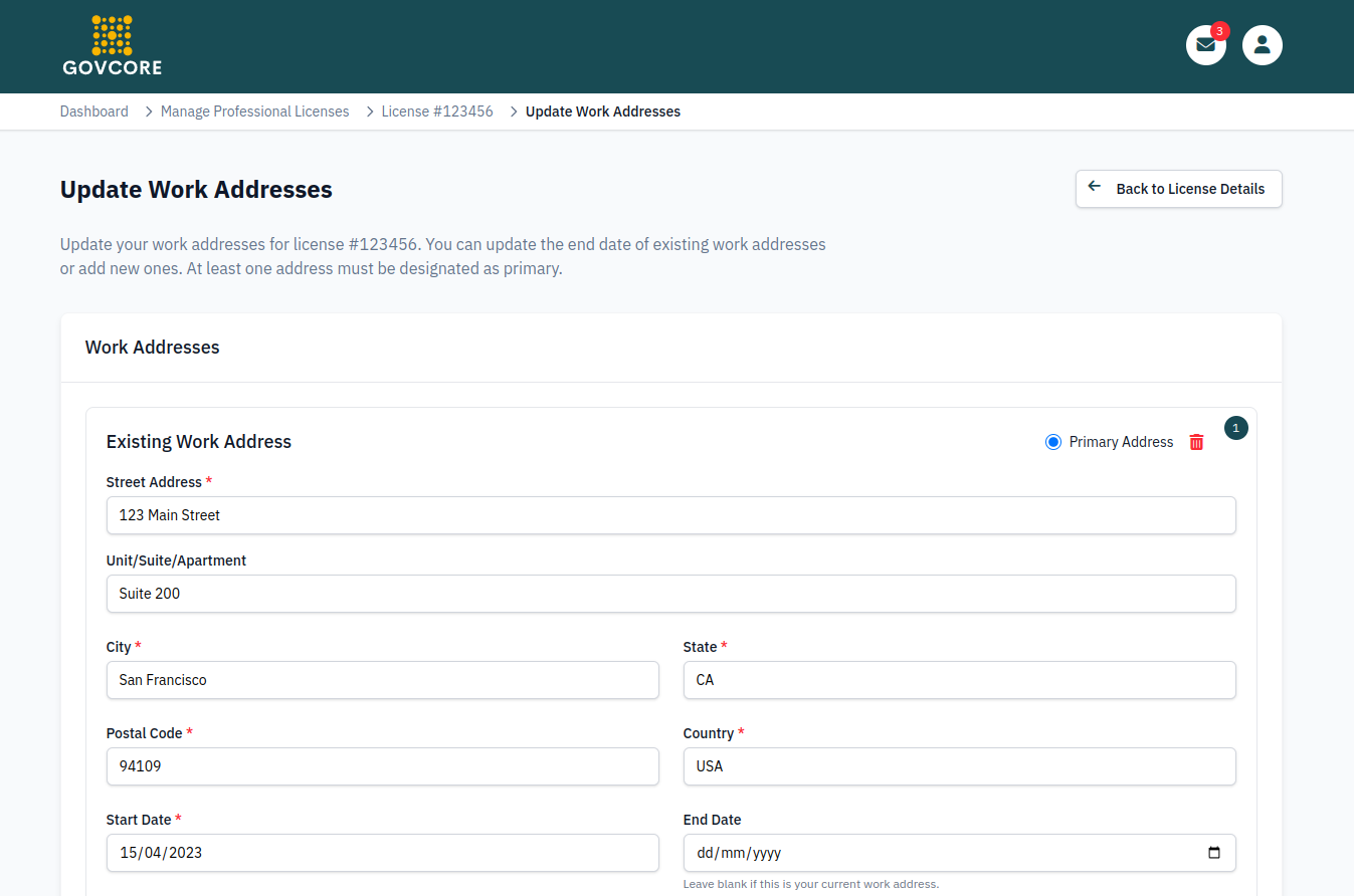 GovCore application interface screenshot 7