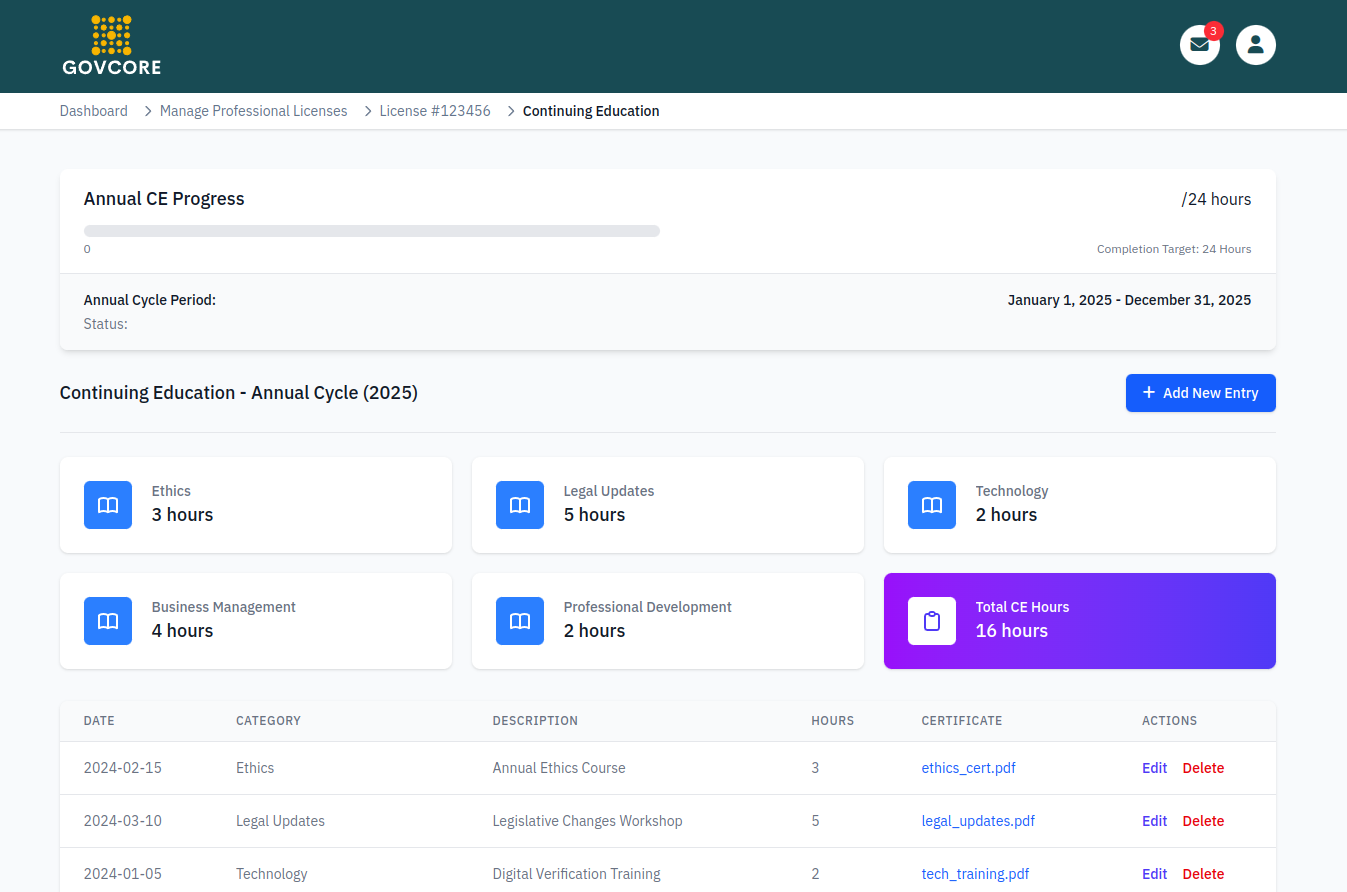 GovCore application interface screenshot 8
