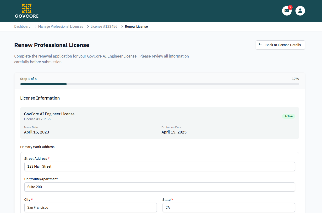 GovCore application interface screenshot 9