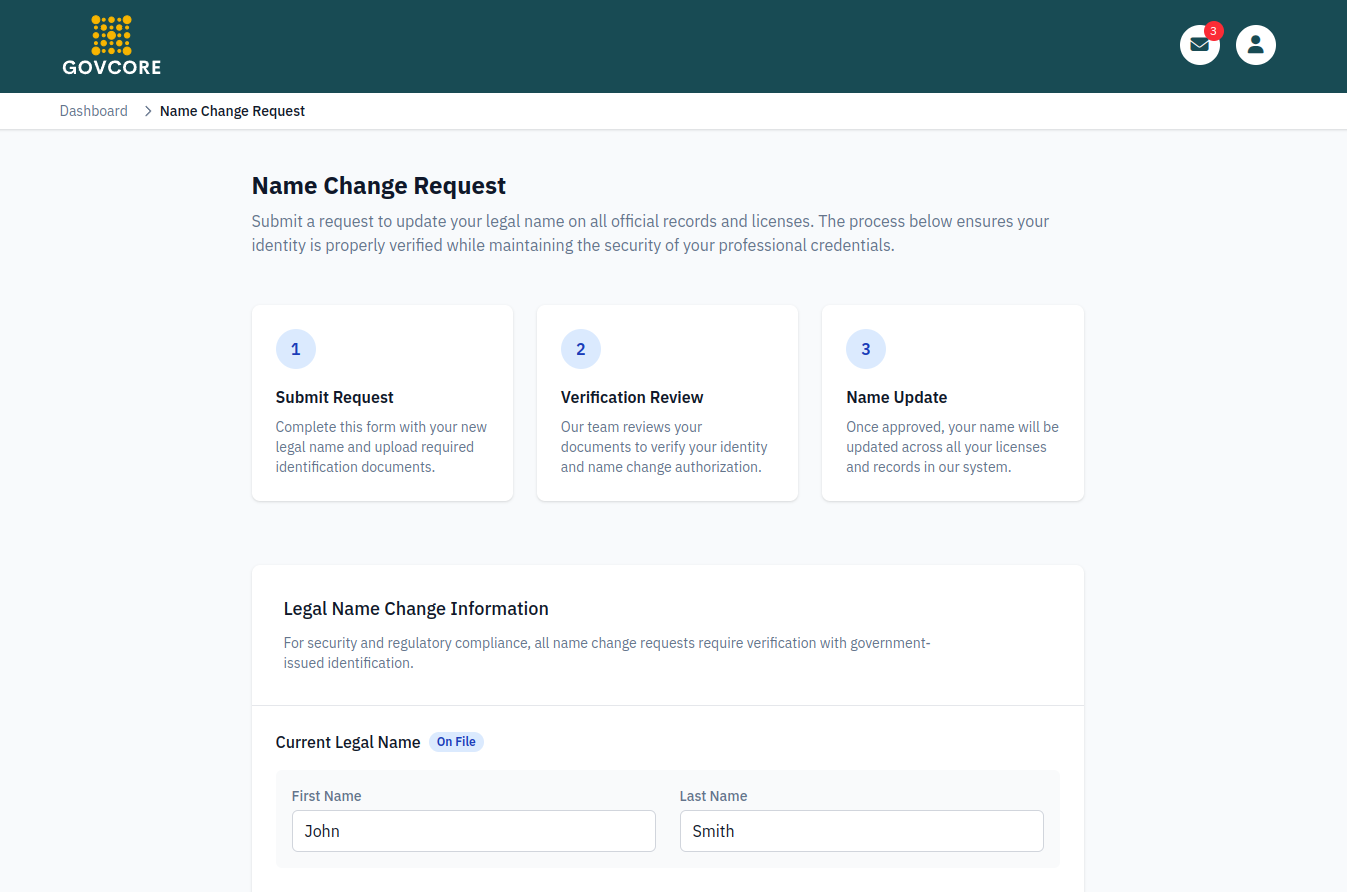 GovCore application interface screenshot 10